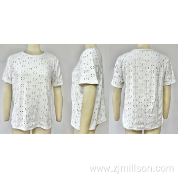 Embroidered Eyelet T-Shirt